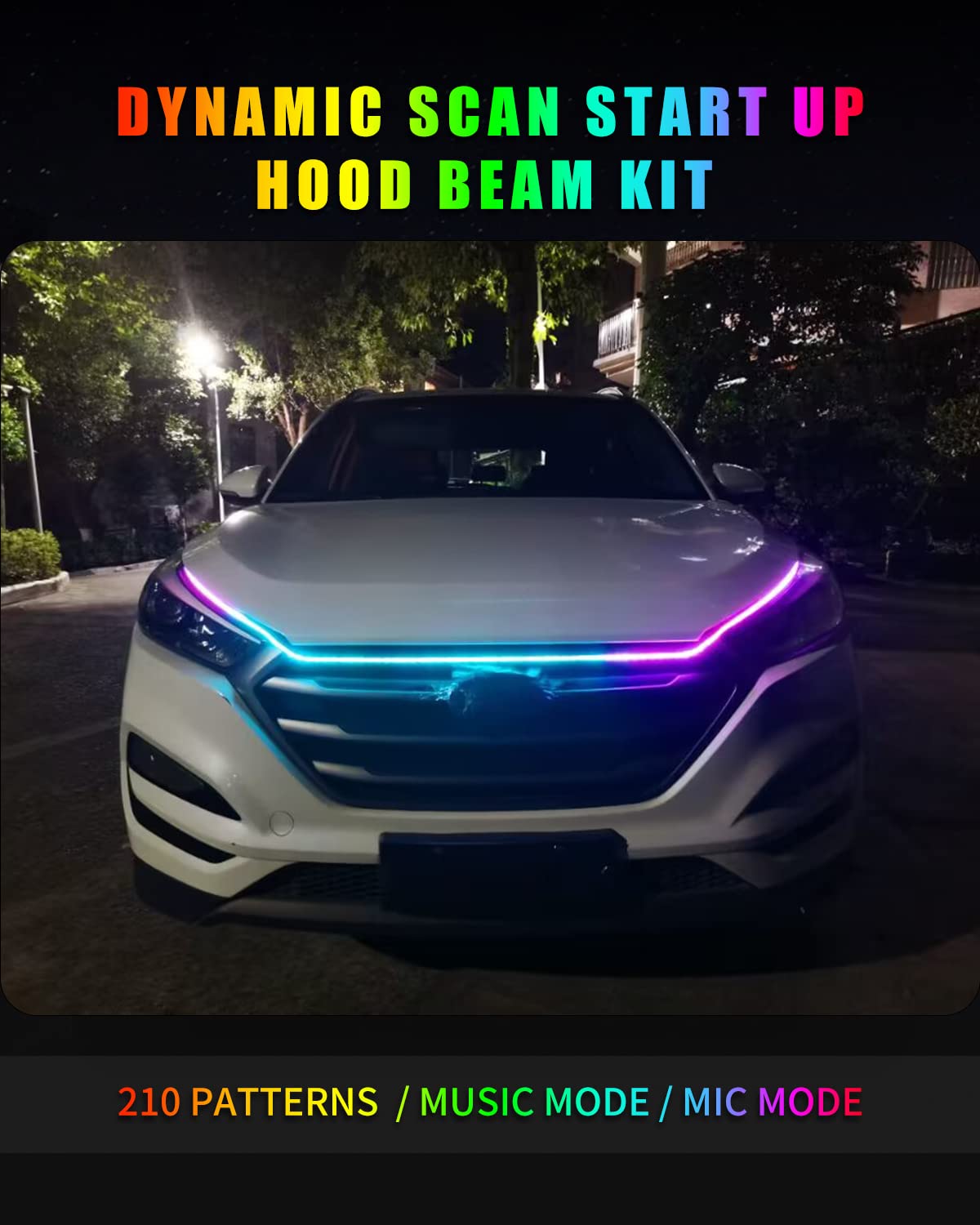 YM E-Bright dynamic scan startup animation on a car front increasing night presence