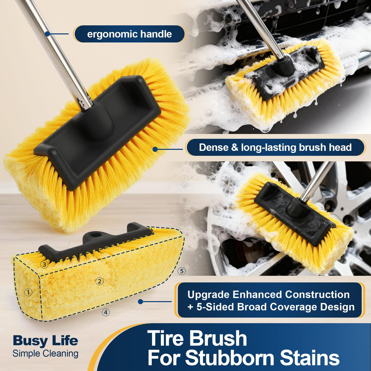 Yocada fully assembled 61-inch handle demonstrating extended reach for high surfaces