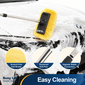 Yocada brush in use on car roof reducing ladder need and protecting paint