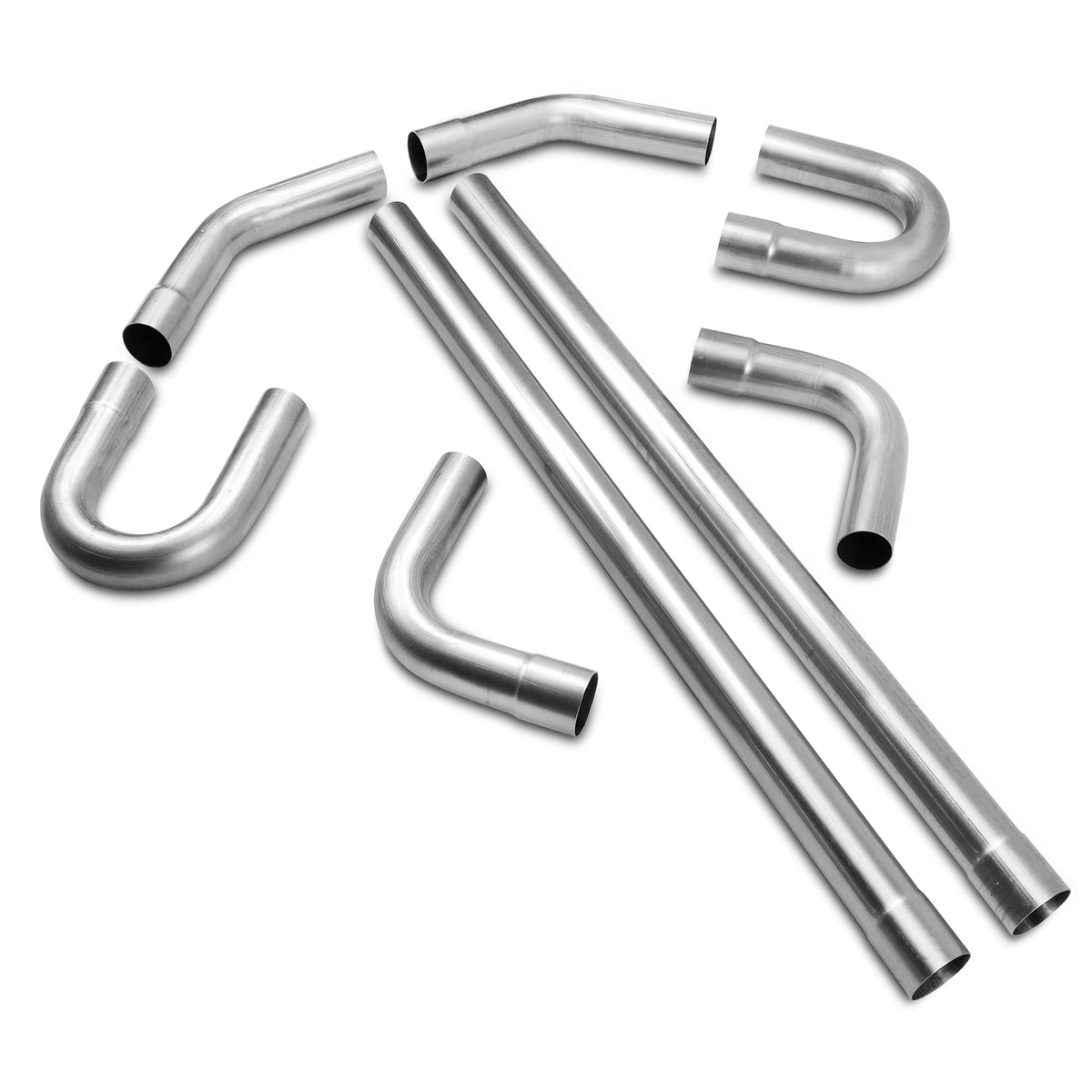 YOLANDO front view of 3 inch exhaust kit showing all eight pieces for easy selection