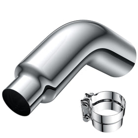 YOLANDO front view of chrome exhaust elbow showing fit and finish benefit