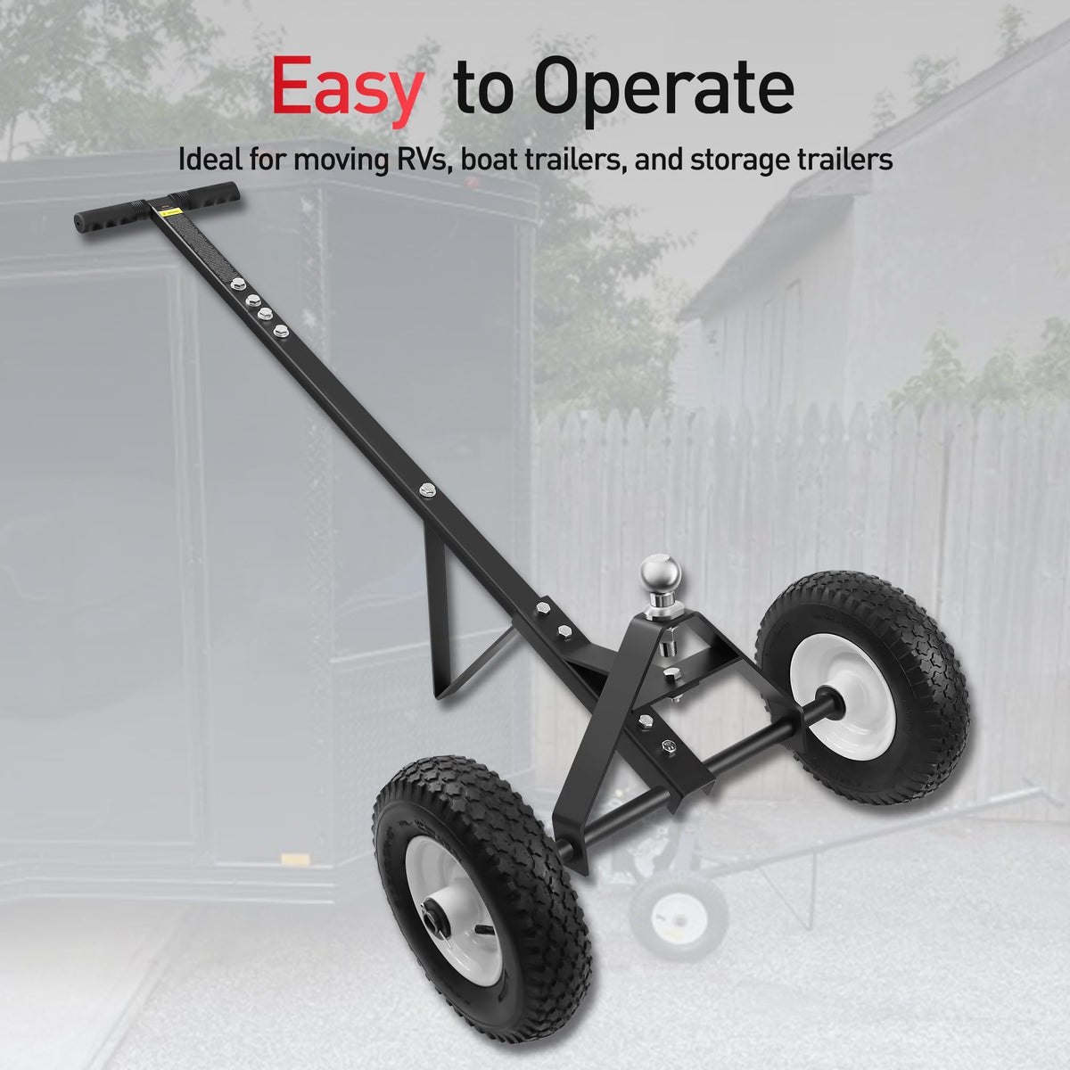 YOLANDO dolly stored upright in garage illustrating compact storage benefit: space saving