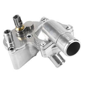 YOLLKY thermostat housing front view showing clean finish and OEM fit