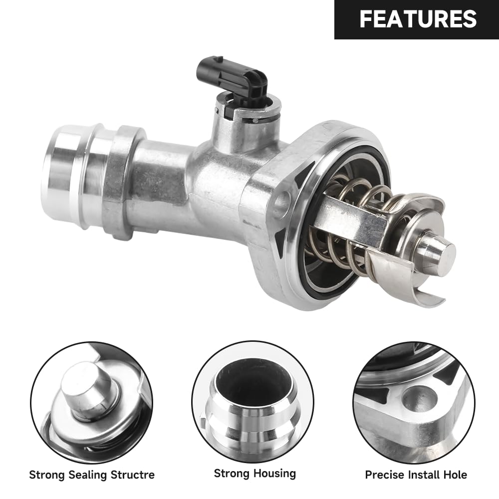 YOLLKY thermostat housing sensor boss close-up illustrating correct fit for temperature sensor
