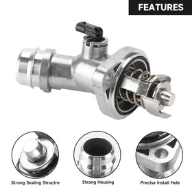 YOLLKY thermostat housing sensor boss close-up illustrating correct fit for temperature sensor