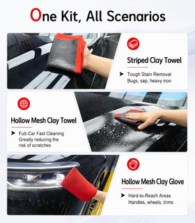 YOLOGoing clay towel in use on car hood for fast decontamination