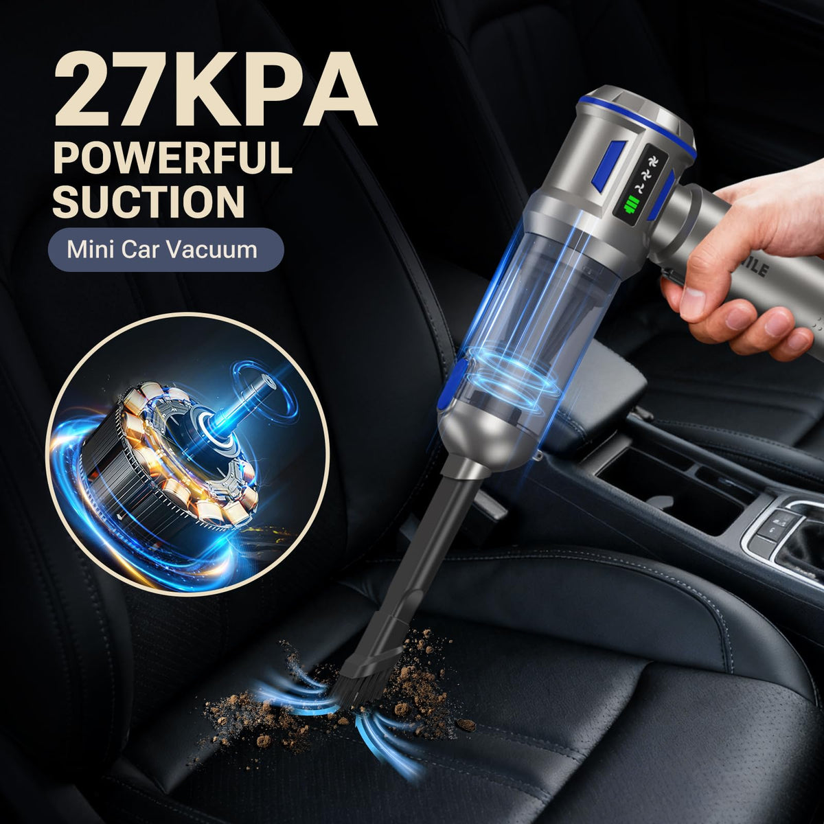 Yomile closeup of nozzle tip highlighting brushless motor airflow efficiency benefit