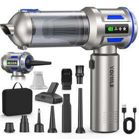 Yomile front view showing compact handheld vacuum and ergonomic grip for easy cleaning