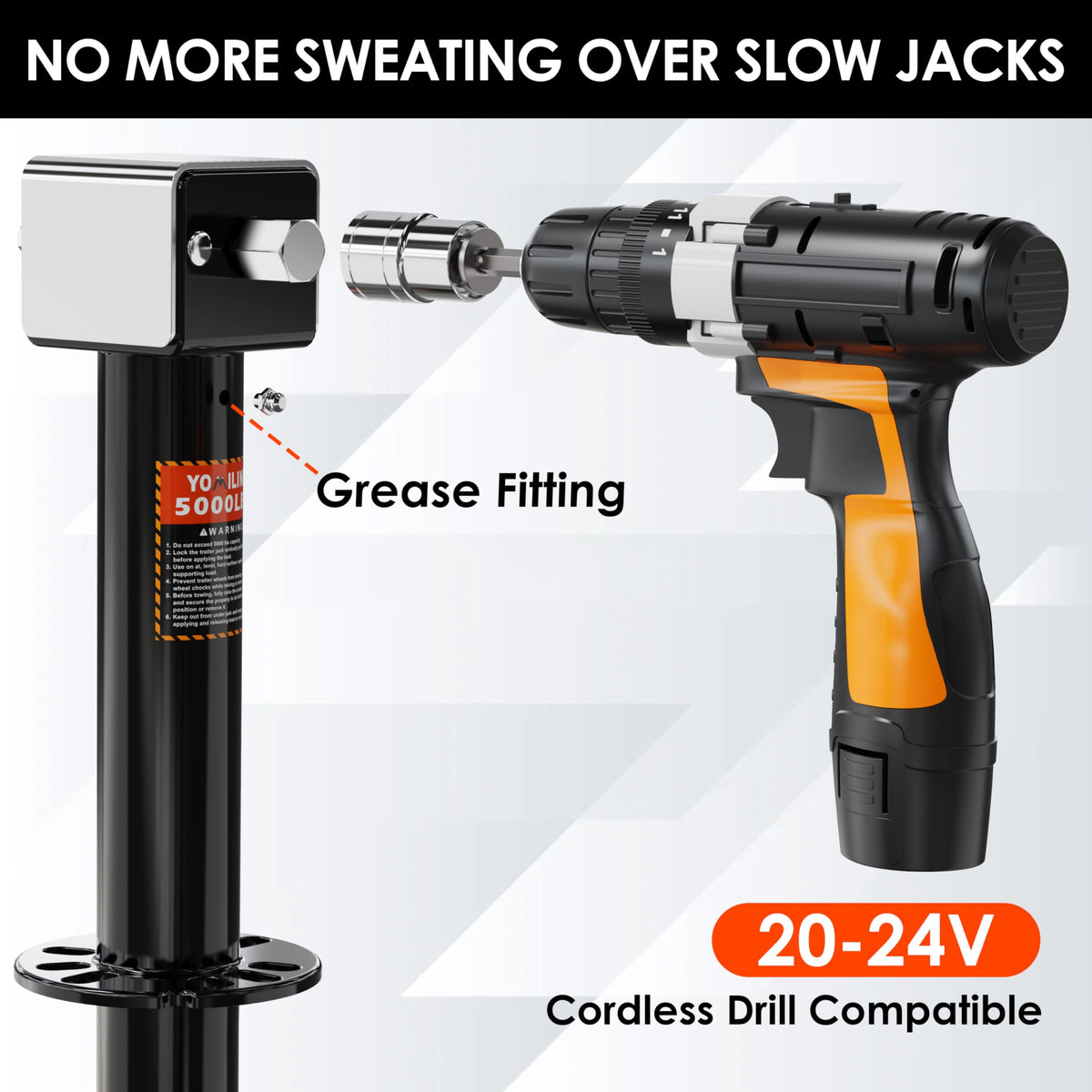 YOMILINK powered with cordless drill demonstrating fast effortless lifting