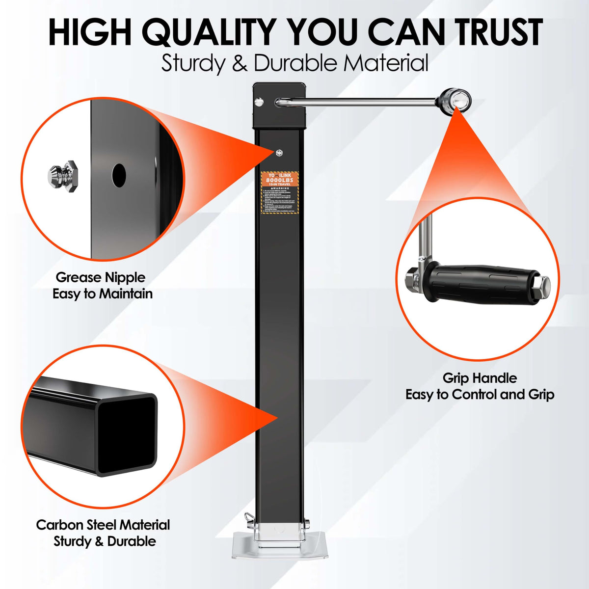 YOMILINK welded-mount example on trailer frame demonstrating secure installation