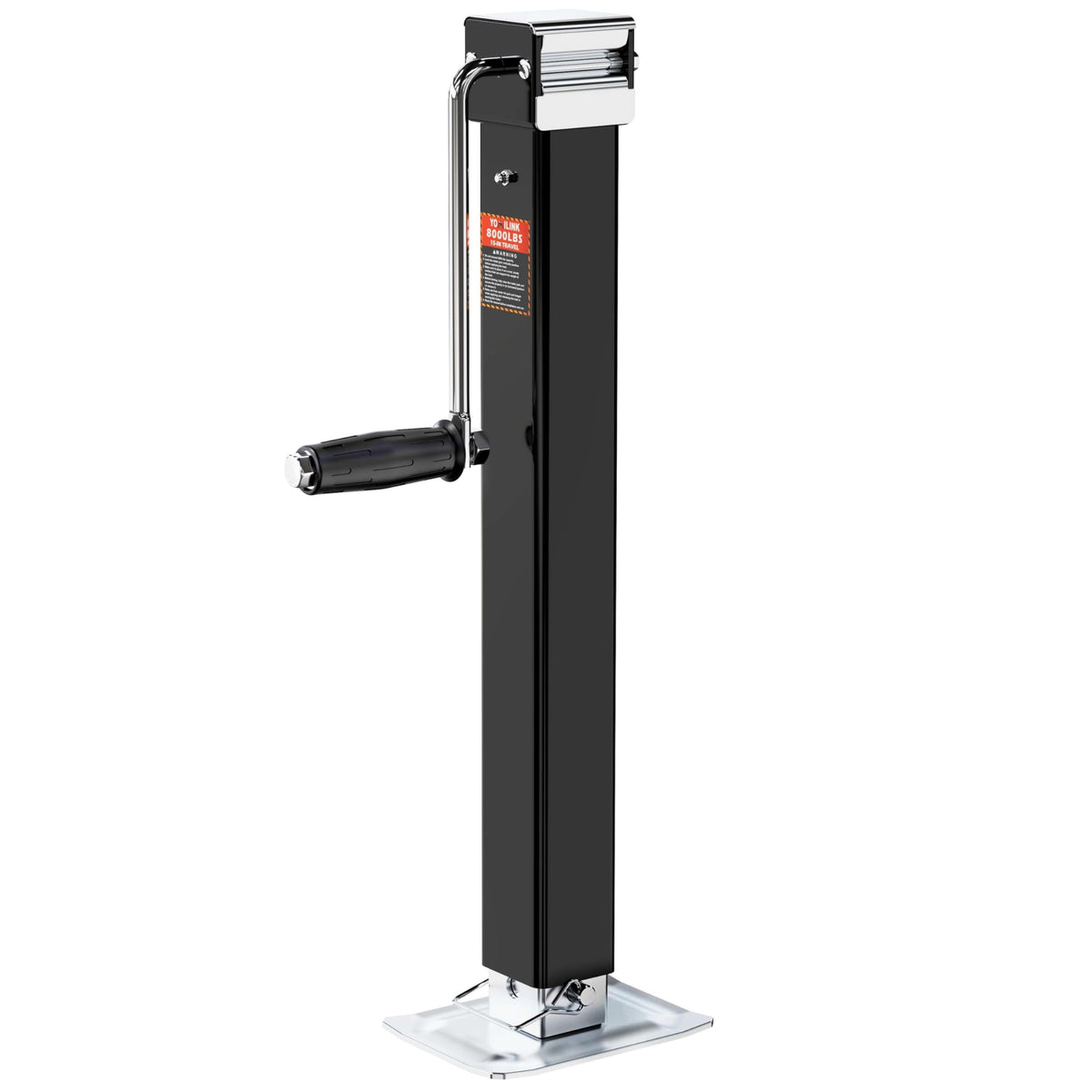 YOMILINK front view of weld-on square jack showing solid construction and capacity