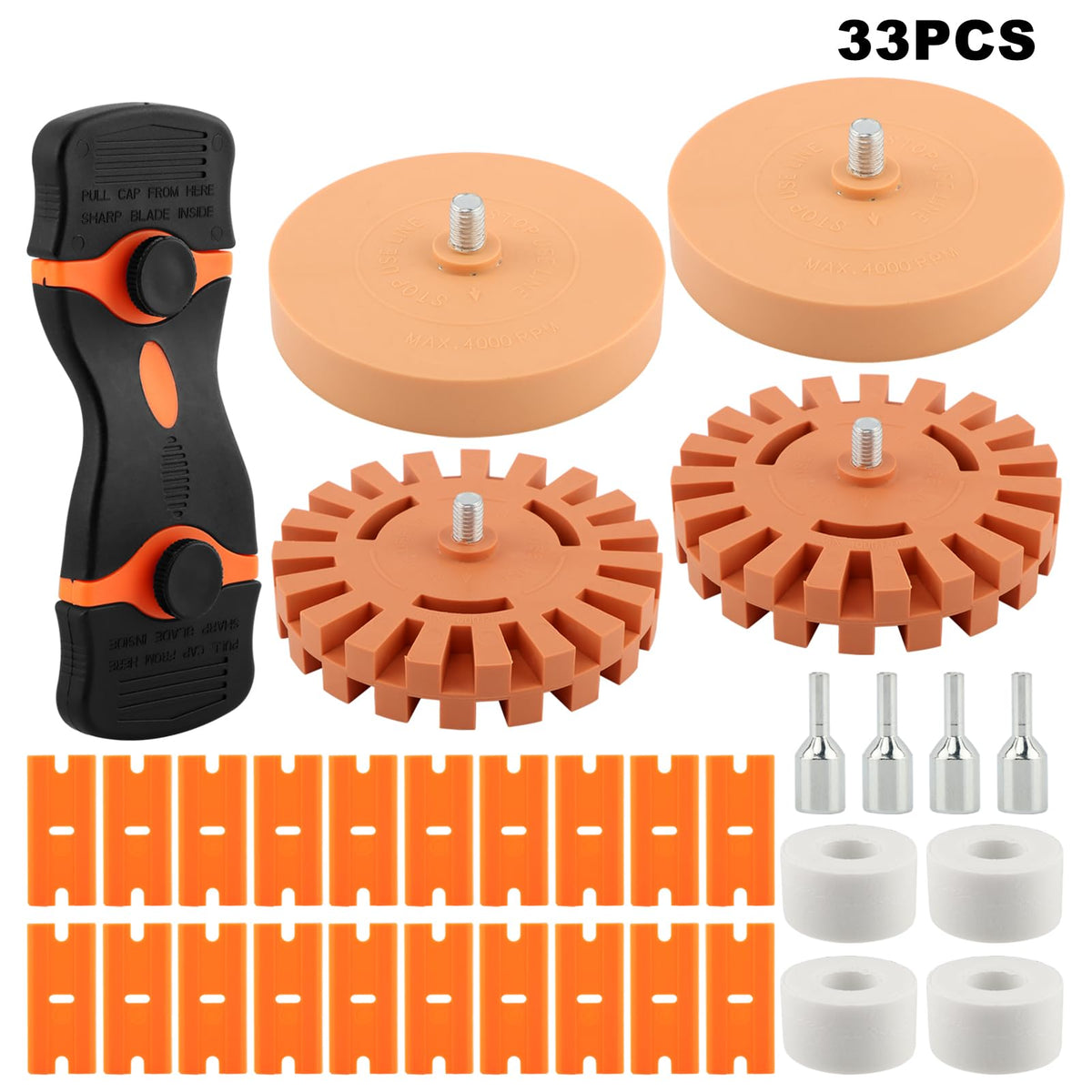 Yonderfume eraser wheel in use on car door removing sticky decal quickly