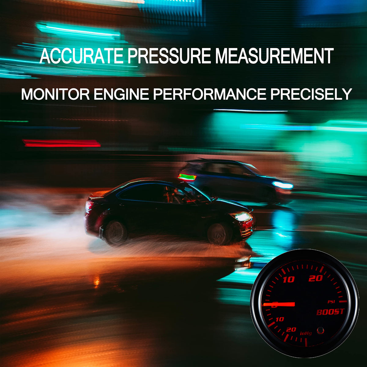 YONEDA close-up of dial and needle for precise boost readings benefit