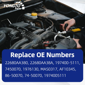 Yongtoparts MAF installed under a Subaru hood illustrating straightforward swap-in benefit