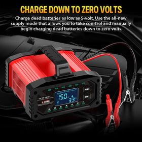 YONHAN in a garage setting charging a motorcycle and car, ideal for multi-vehicle households