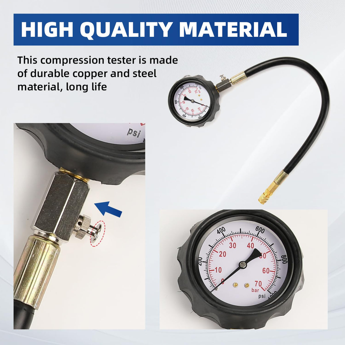 Yonligonju large 80mm gauge closeup for easy-to-read dual-scale measurements