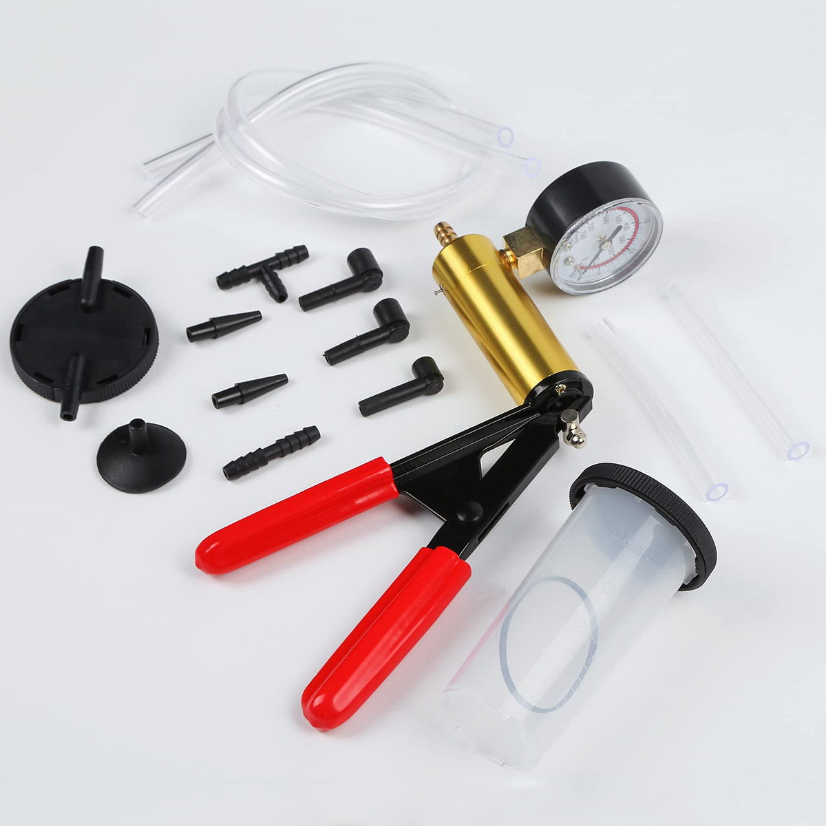 Yonligonju pump and gauge closeup with clear dial for accurate vacuum readings