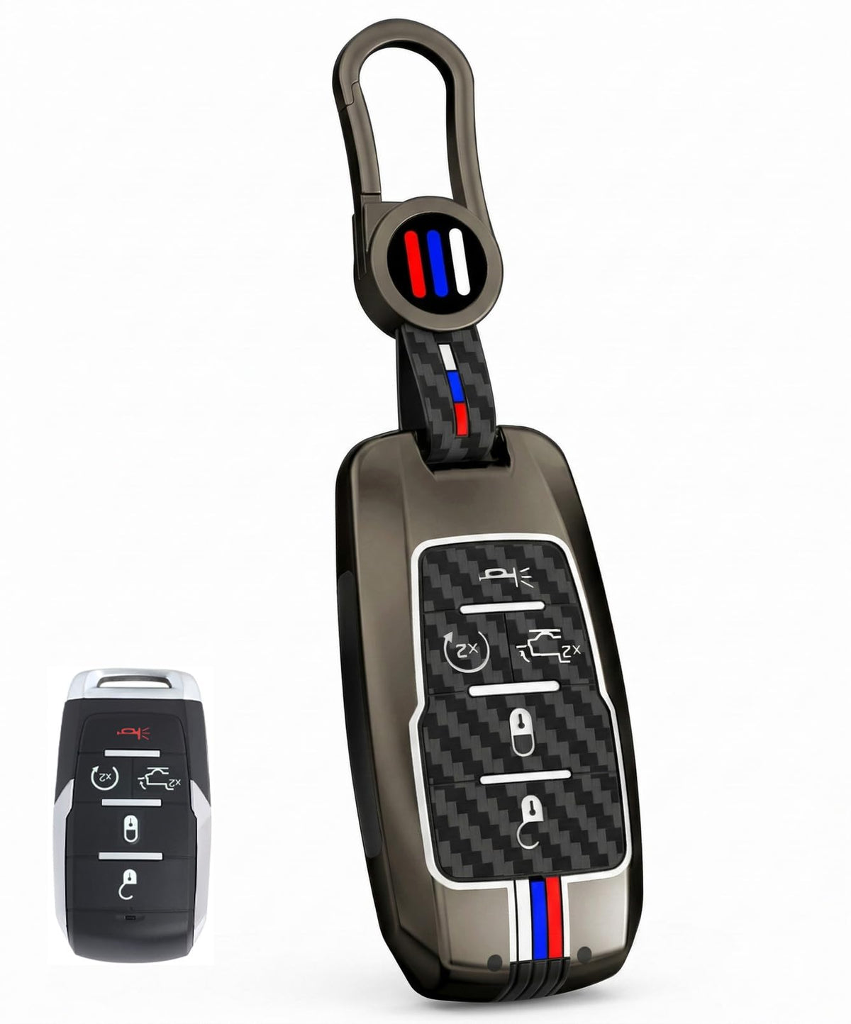YONUFI front view of metal key fob cover showing fit and protection