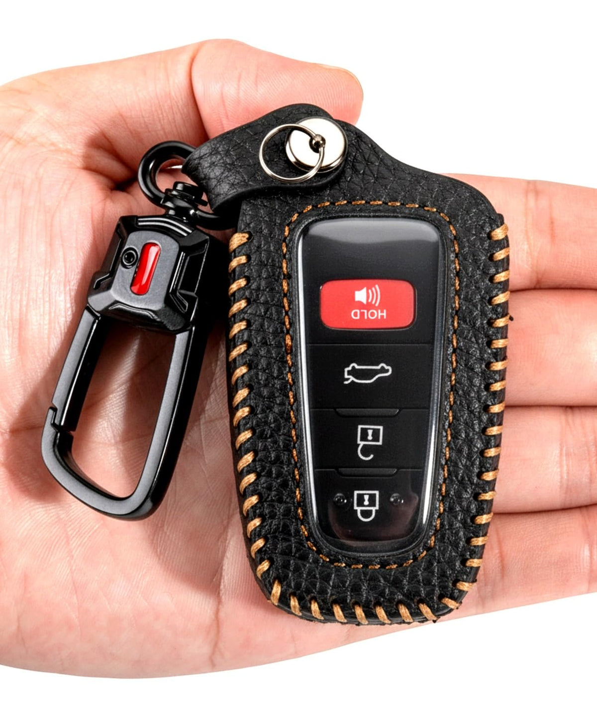 YONUFI front view of black leather cover showing refined protection and style