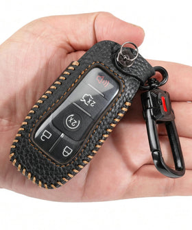 YONUFI front view leather key fob cover showing fit and protection