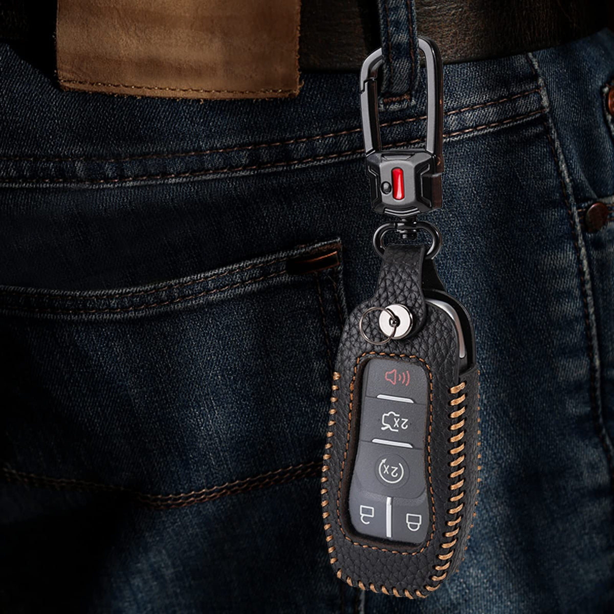 YONUFI key in use pressing button with cover keeping full function