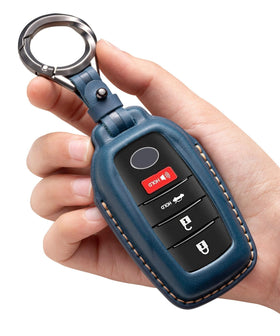 YONUFI blue key fob cover front view showing buttons and fit benefit
