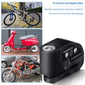 YOHOOLYO lock installed on motorcycle disc demonstrating fitment and anti-theft use