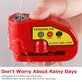YOHOOLYO disc lock mounted on motorcycle brake disc demonstrating theft prevention in use