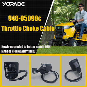 YOPADE throttle cable installed on Cub Cadet tractor demonstrating correct routing and function