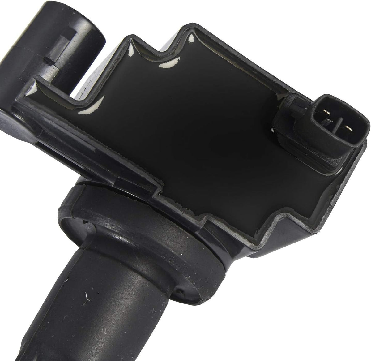 Yoshi Motors coil connector close-up showing secure fit and corrosion resistance benefit