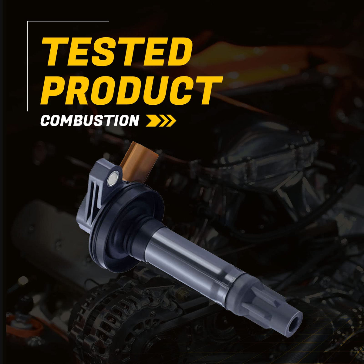 Yoshi Motors coil shown installed in engine bay for easier replacement
