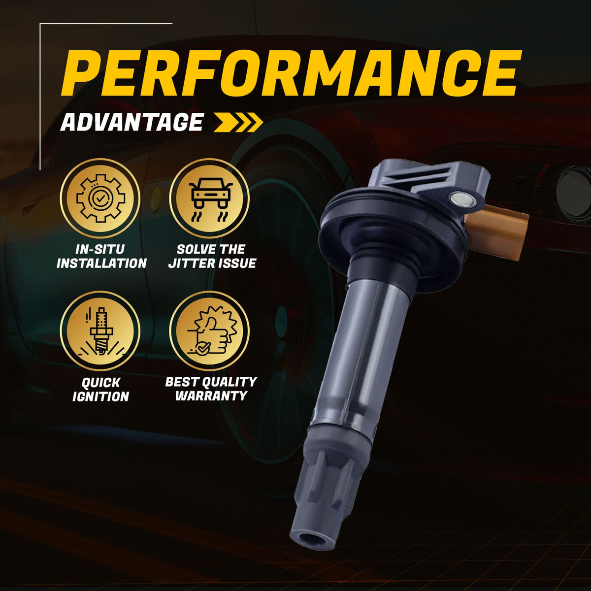 Yoshi Motors ignition coil close-up detail highlighting durable housing