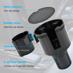 YOSINXU installed in vehicle cup holder showing spill-reduction benefit