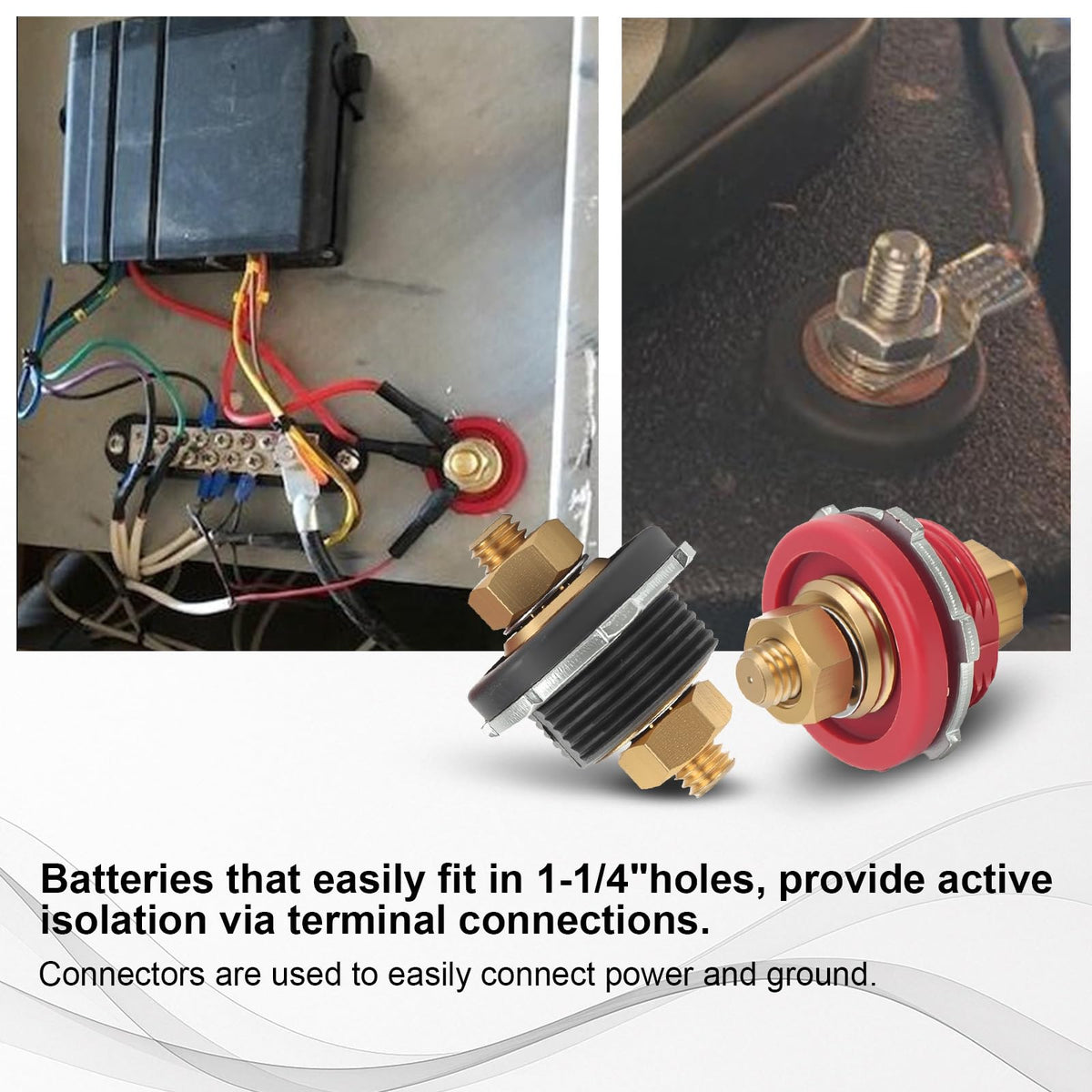 Yosoo Health Gear stud installed in RV battery box illustrating improved accessibility and organization