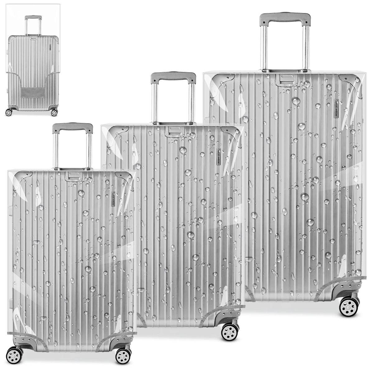 Yotako clear cover front view showing full luggage protection and easy identification