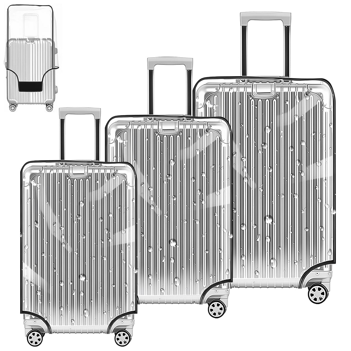 Yotako front view of clear suitcase covers protecting luggage