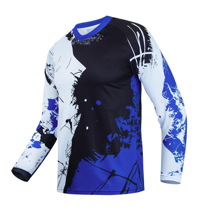 YOUALSO front view of blue youth dirt bike jersey showing fit and design benefits