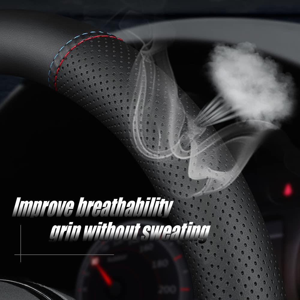 YOUDAXIN installed on a BMW steering wheel demonstrating non-slip benefit
