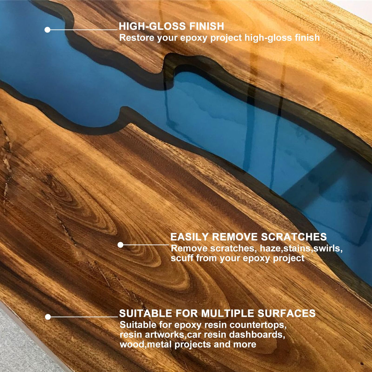 YOUMEITECH in-use buffing an epoxy table for fast scratch removal