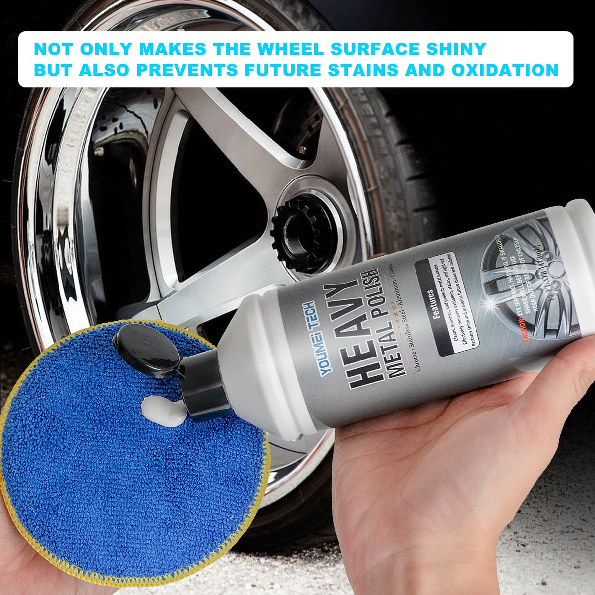 youmeitech in-use with polishing wheel restoring metal quickly
