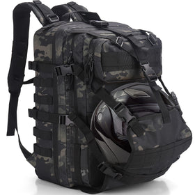 YOUNGOA front view green camo backpack showing pockets and design for easy access
