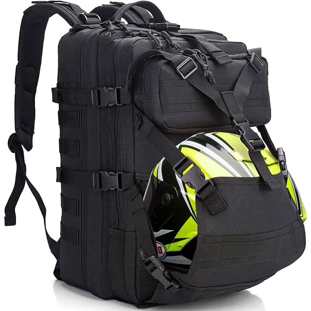 YOUNGOA front view of backpack showing pockets and secure closure benefits