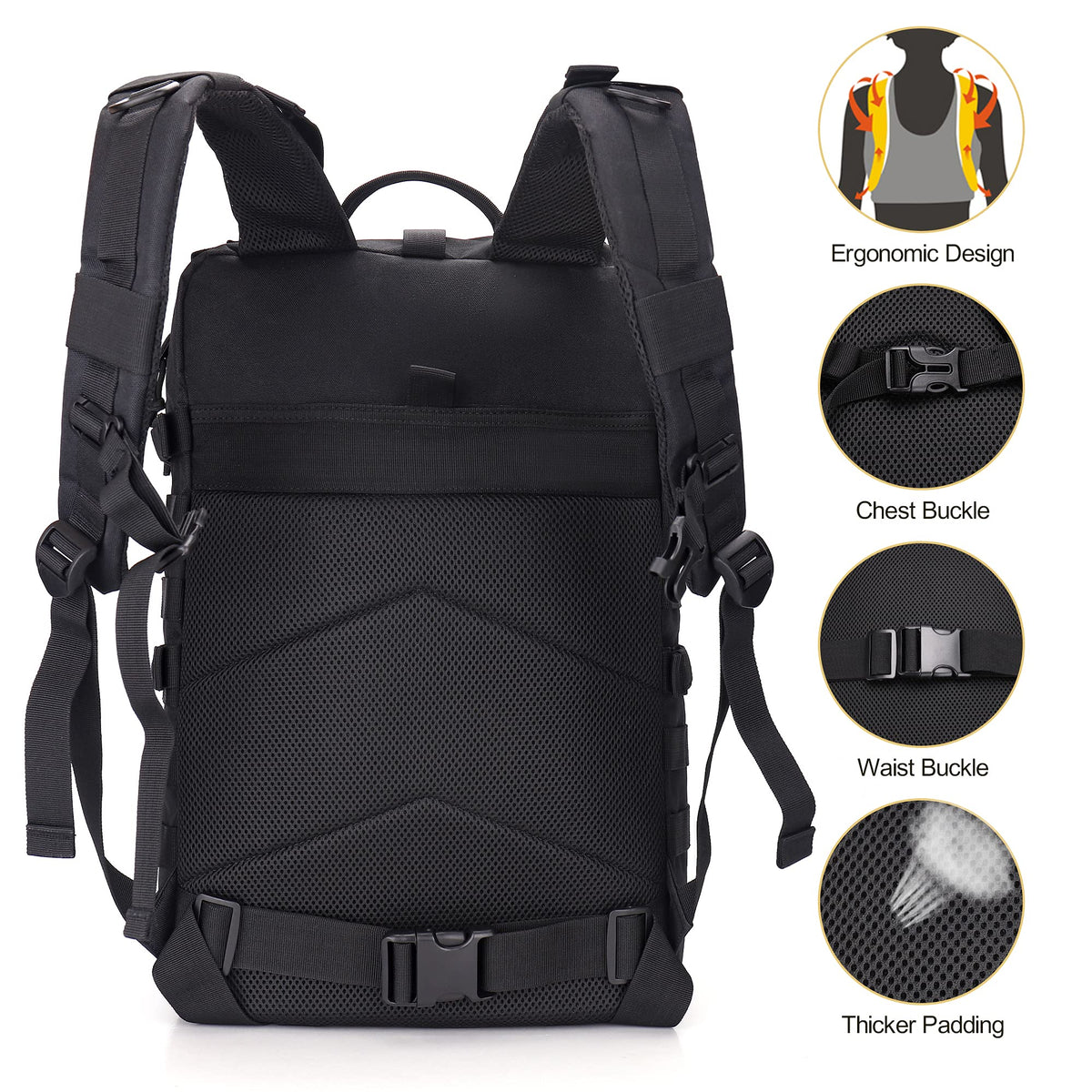 YOUNGOA breathable padded back and straps for reduced spine pressure