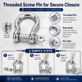 YOUNTHYE shackle next to ruler illustrating 1/4 inch size for correct fit
