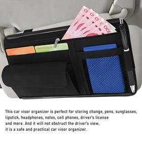Yourkar lifestyle shot on sun visor enhancing cabin organization