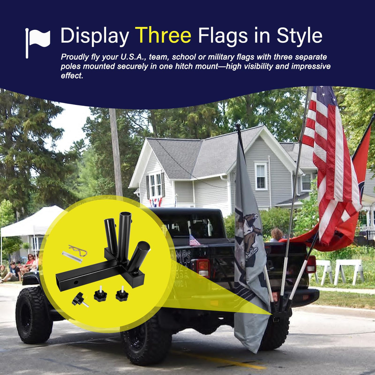 Yoursme side profile of triple flag bracket demonstrating sturdy, compact design