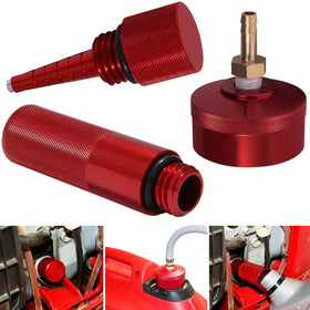 Yoursme red gas cap kit front view shows durable finish and quick install benefit