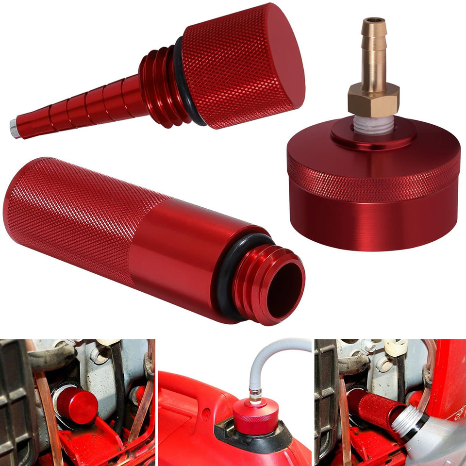 Yoursme red gas cap kit front view shows durable finish and quick install benefit