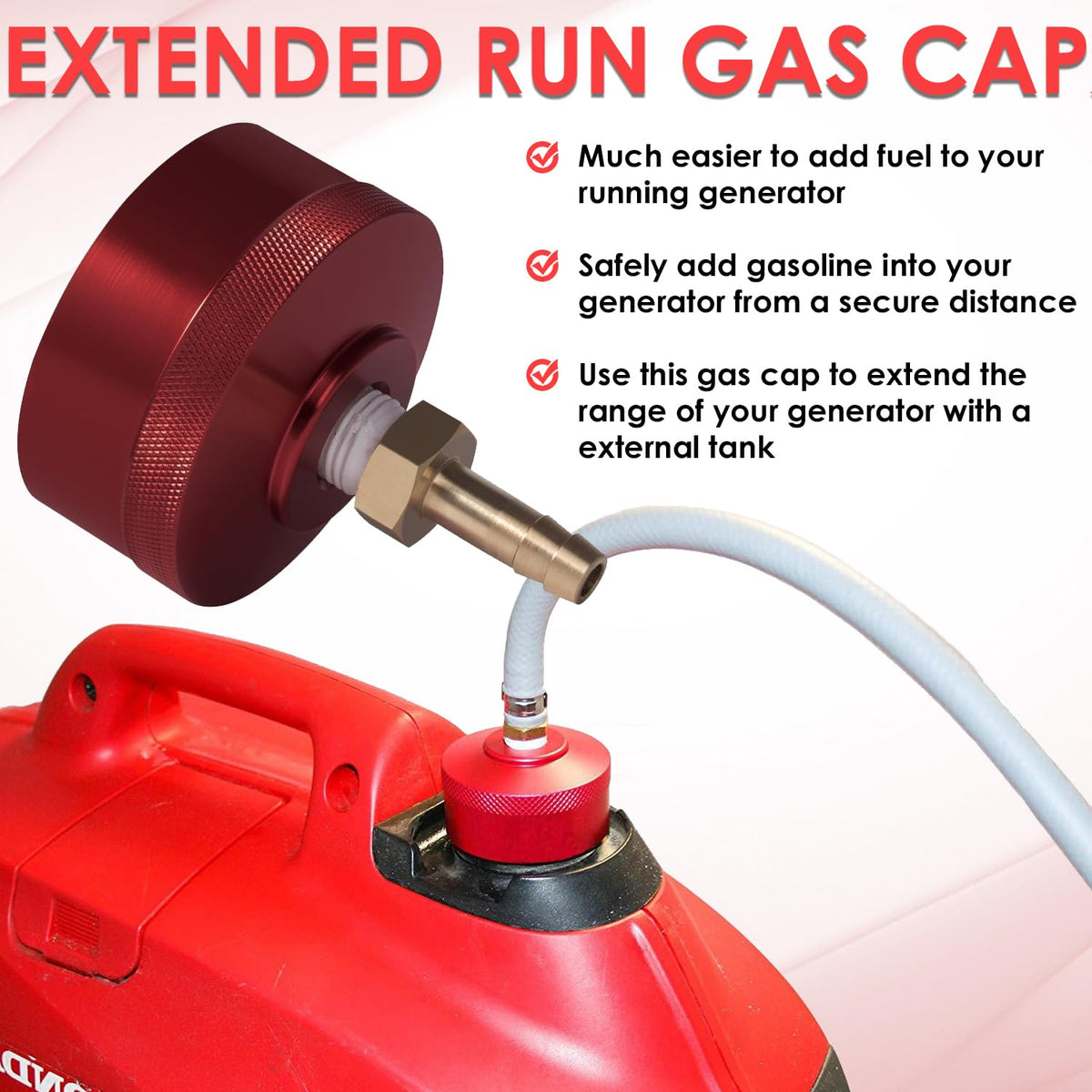 Yoursme gas cap with brass hose fitting detail enables safe, distant refueling