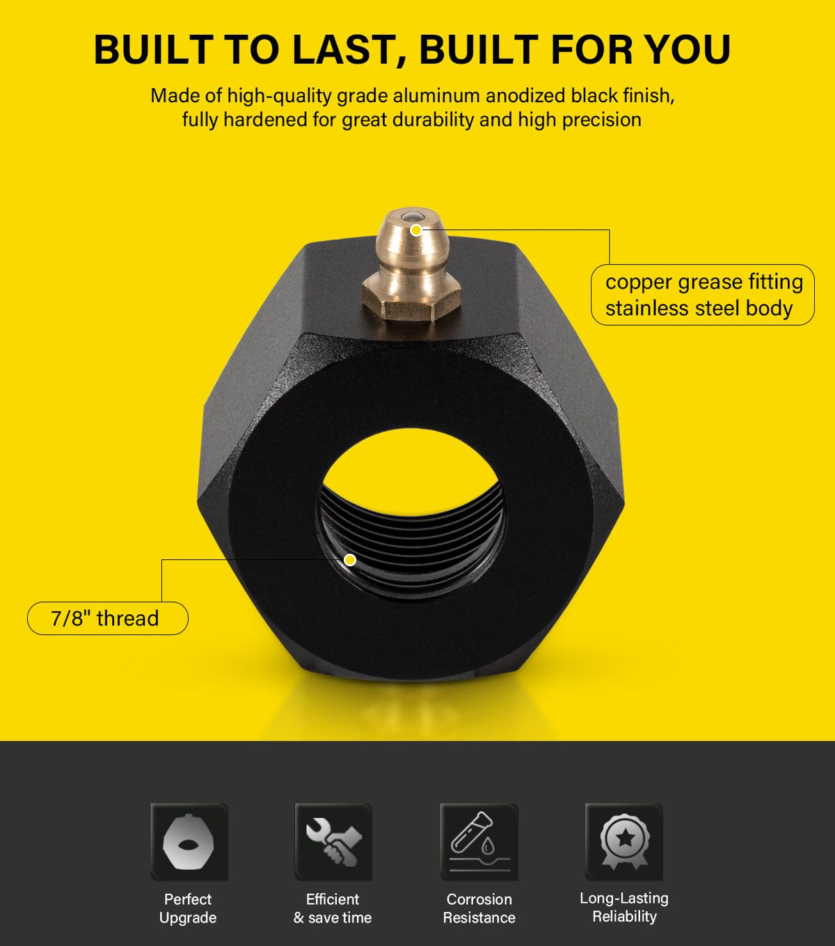 Yoursme grease nut installed on steering rod illustrating leak prevention